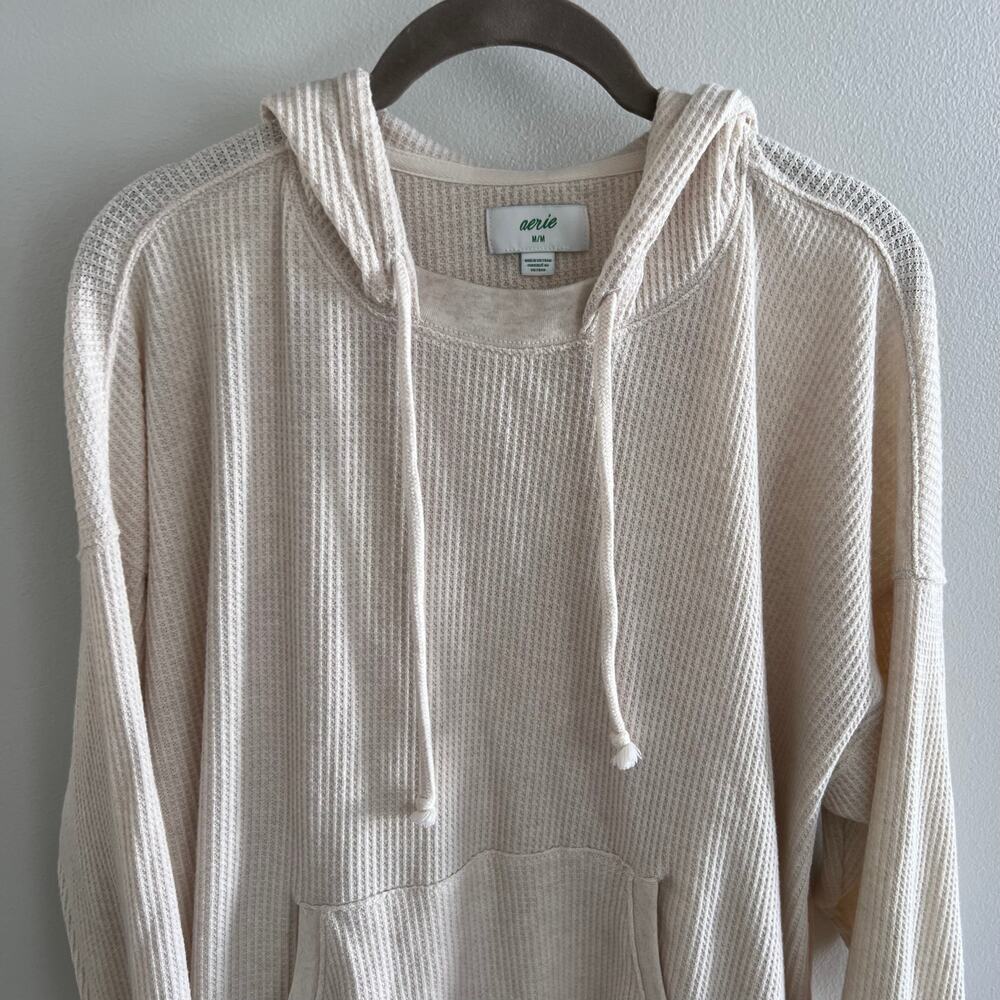 Aerie Cream Thermal Hoodie Size M - Picture 2 of 7